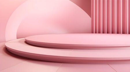 Abstract studio background in pink colors. Minimal showroom for product presentationの素材