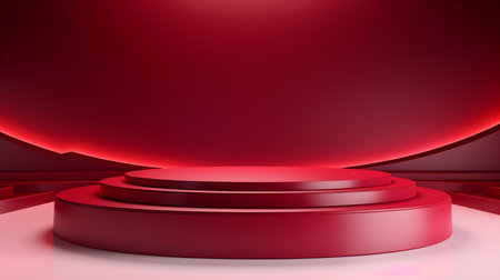Abstract studio background in ruby colors. Minimal showroom for product presentationの素材