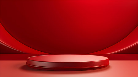 Abstract studio background in ruby colors. Minimal showroom for product presentationの素材