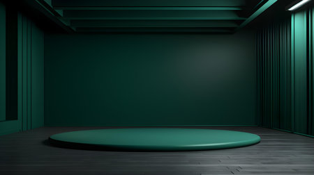 Modern studio background in dark green colors. Elegant room for product presentationの素材