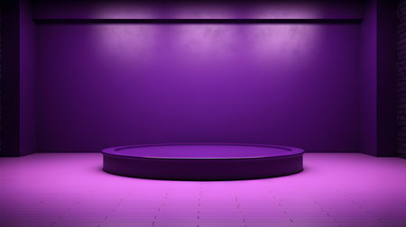 Modern studio background in dark purple colors. Elegant room for product presentationの素材