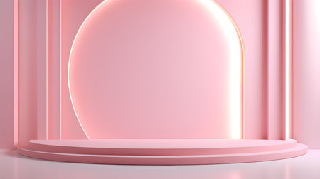 Modern studio background in light pink colors. Elegant room for product presentationの素材