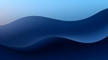 Gradient background in navy colors with soft waves. Elegant display wallpapersの素材