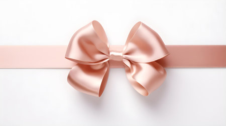Blush Gift Ribbon with a Bow on a white Background. Festive Template for Holidays and Celebrationsの素材