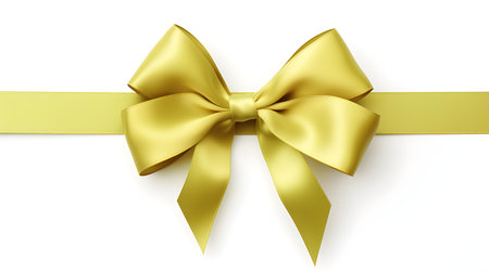 Light Green Gift Ribbon with a Bow on a white background. Festive Template for Holidays and Celebrationsの素材