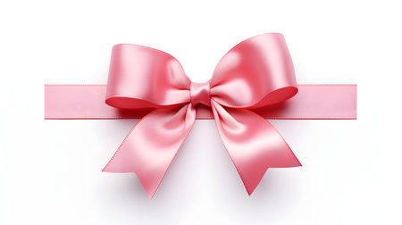Purple Gift Ribbon with a Bow on a white background. Festive Template for Holidays and Celebrationsの素材