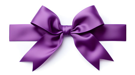 Purple Gift Ribbon with a Bow on a white background. Festive Template for Holidays and Celebrationsの素材