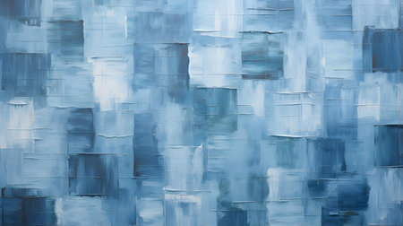 Oil Paint Texture in blue Colors with overlapping Squares and visible Brush Strokes. Artistic backgroundの素材