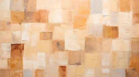 Oil Paint Texture in light brown Colors with overlapping Squares and visible Brush Strokes. Artistic Backgroundの素材
