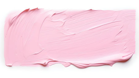Isolated light pink brush stroke on a white background. Acrylic Paint Texture with Copy Spaceの素材