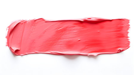 Isolated light red brush stroke on a white background. Acrylic Paint Texture with Copy Spaceの素材