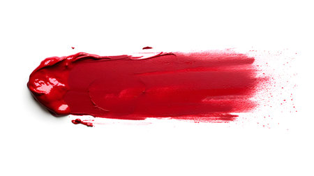 Isolated ruby brush stroke on a white background. Acrylic Paint Texture with Copy Spaceの素材