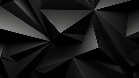 Abstract 3D Background of triangular Shapes in black Colors. Modern wallpaper of geometric patternsの素材