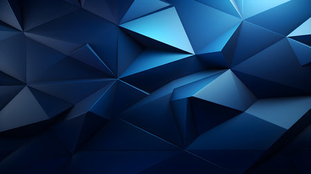 Abstract 3D Background of triangular Shapes in blue Colors. Modern wallpaper of geometric patternsの素材