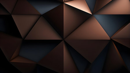 Abstract 3D Background of triangular Shapes in dark brown Colors. Modern wallpaper of geometric patternsの素材