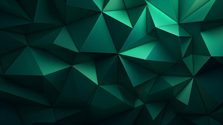 Abstract 3D Background of triangular Shapes in emerald Colors. Modern wallpaper of geometric patternsの素材