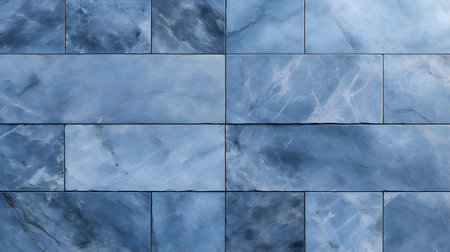 Pattern of marble tiles in blue colors. Top viewの素材