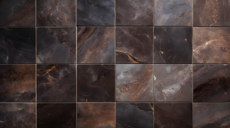 Pattern of marble tiles in dark brown colors. Top viewの素材