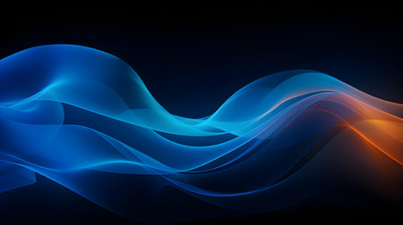 Soft neon waves in multiple colors on a dark background. Futuristic wallpapersの素材