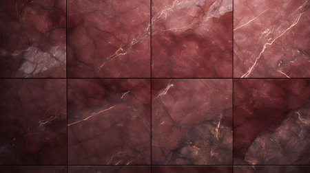Pattern of marble tiles in burgundy colors. Top viewの素材