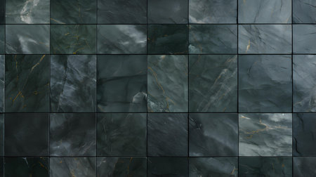 Pattern of marble tiles in dark green colors. Top viewの素材