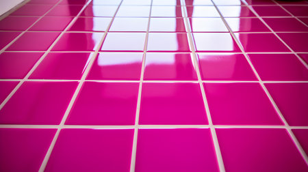 Close up of a glossy floor in hot pink colors reflecting the daylightの素材