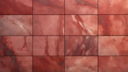 Pattern of marble tiles in red colors. Top viewの素材