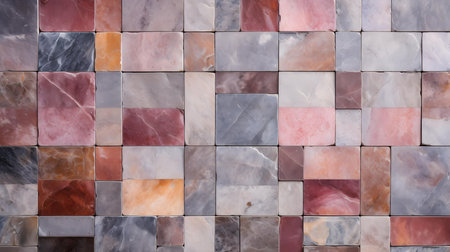 Pattern of Marble Tiles in multiple Colors. Top viewの素材