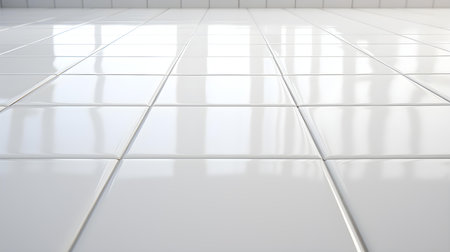 Close up of a glossy floor in white colors reflecting the daylightの素材