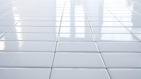 Close up of a glossy floor in white colors reflecting the daylightの素材