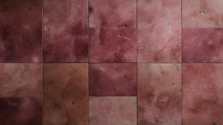 Pattern of Travertine Tiles in burgundy Colors. Top viewの素材