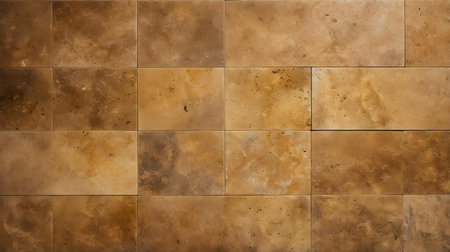 Pattern of Travertine Tiles in dark gold colors. Top viewの素材