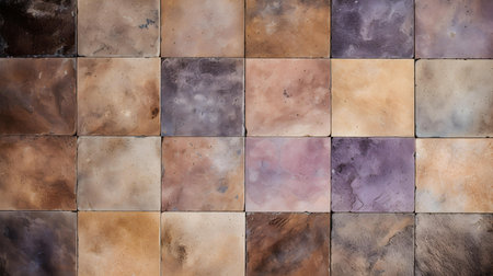 Pattern of Travertine Tiles in multiple Colors. Top viewの素材
