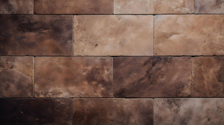 Pattern of Travertine Tiles in dark brown colors. Top viewの素材
