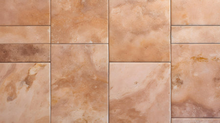 Pattern of Travertine Tiles in rose gold colors. Top viewの素材