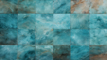 Pattern of Travertine Tiles in turquoise Colors. Top viewの素材