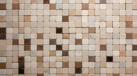 Pattern of Mosaic Tiles in beige Colors. Top viewの素材
