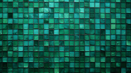 Pattern of mosaic tiles in green colors. Top viewの素材