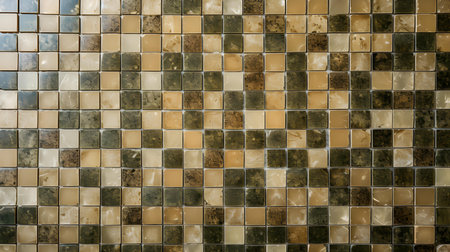 Pattern of Mosaic Tiles in khaki Colors. Top viewの素材
