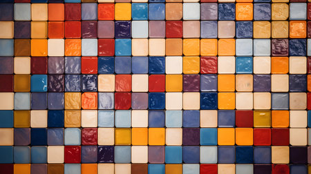 Pattern of Mosaic Tiles in multiple Colors. Top viewの素材