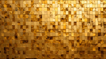 Pattern of mosaic tiles in gold colors. Top viewの素材