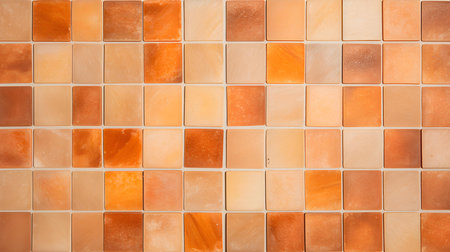 Pattern of mosaic tiles in light orange colors. Top viewの素材