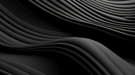 Abstract 3D background of soft waves in black colors. Elegant wallpapersの素材