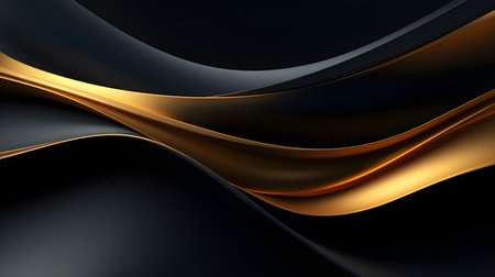 Abstract 3D background of soft waves in dark gold colors. Elegant wallpapersの素材