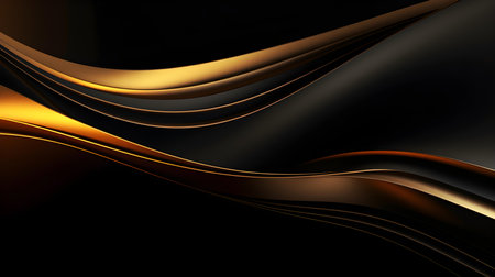 Abstract 3D background of soft waves in dark gold colors. Elegant wallpapersの素材