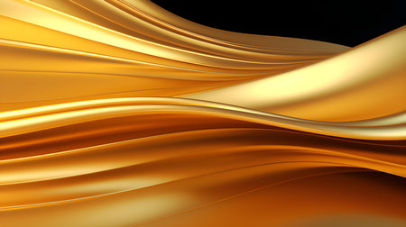 Abstract 3D background of soft waves in gold colors. Elegant wallpapersの素材