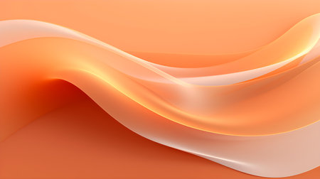 Abstract 3D background of soft waves in light orange colors. Elegant wallpapersの素材
