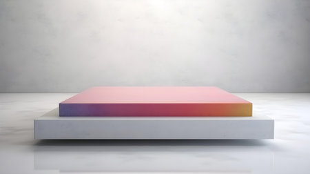 Luxury Studio Background for Product Presentation. Light Marble Showroom with a square multicolor podiumの素材
