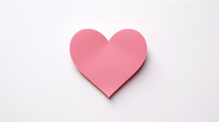 Pink Paper Heart on a white background. Romantic template with copy spaceの素材