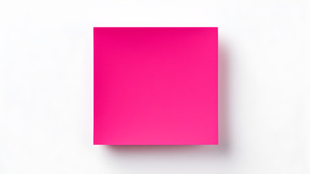 Fuchsia square paper note on a white background. Brainstorming template with copy spaceの素材